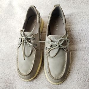 Sperry Top-Sider Boat Shoes Silver Gray Size 8.5